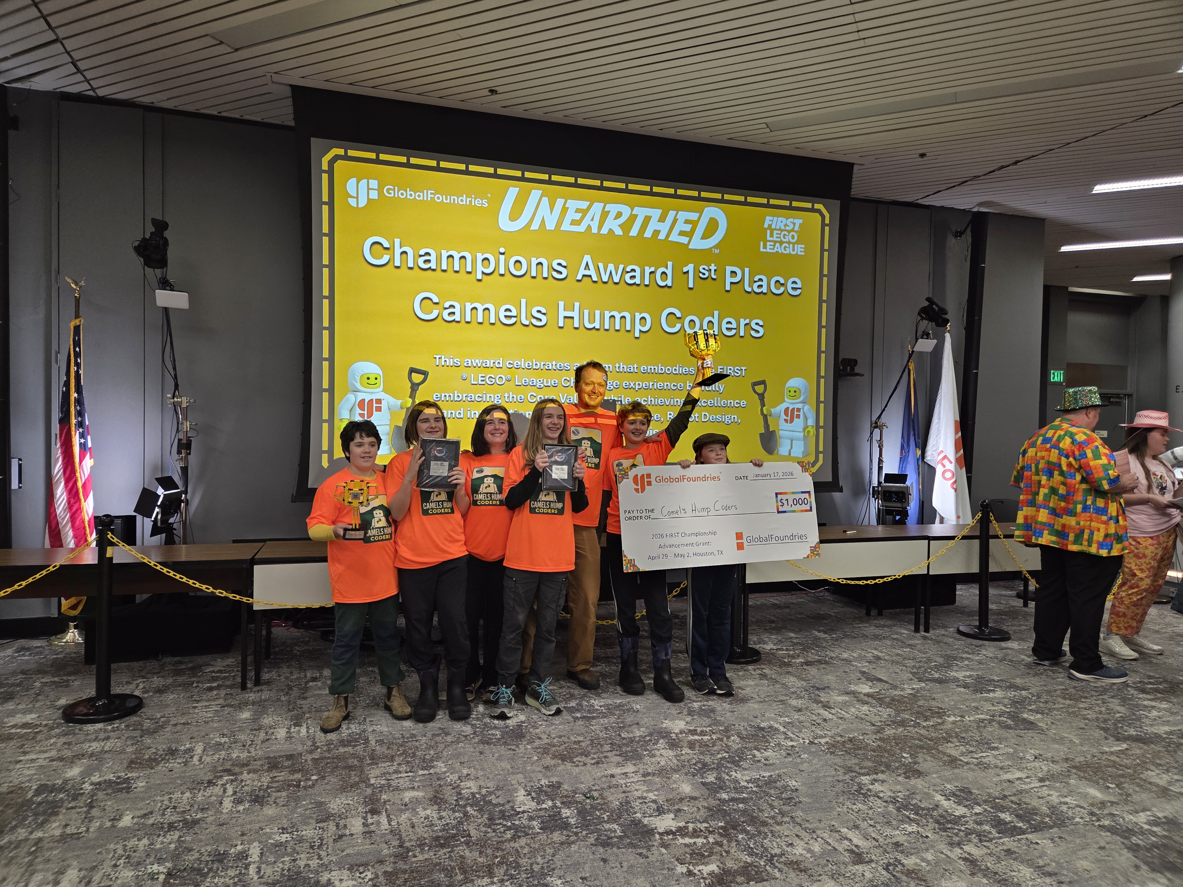 Camels Hump Coders celebrating the Champions Award